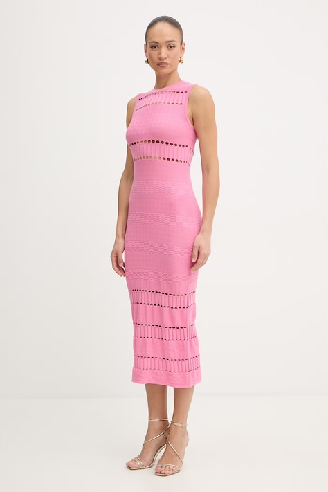 Twinset sukienka kolor różowy maxi dopasowana 261AP3080