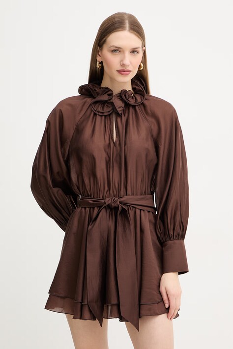 Haljina Twinset boja: smeđa, mini, širi se prema dolje, 261AP2181