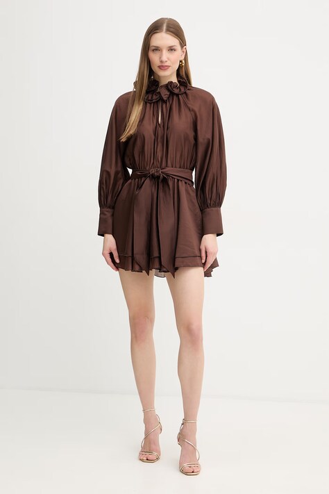 Twinset sukienka kolor brązowy mini rozkloszowana 261AP2181