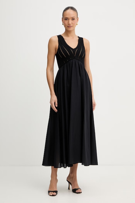 Сукня Twinset колір чорний maxi розкльошена 261LB3EDD