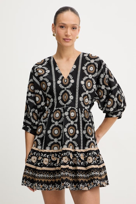 Бавовняна сукня Twinset колір чорний mini розкльошена 261LB2TGG