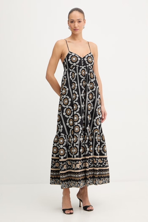 Twinset sukienka bawełniana kolor czarny maxi rozkloszowana 261LB2TDD