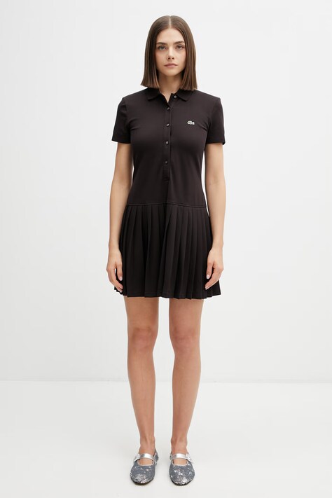 Lacoste vestito liscio con cotone marrone EF1822