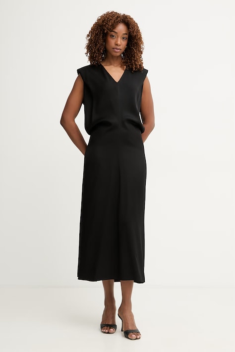 Trussardi sukienka z wiskozy czarna gładka 7491A001815N