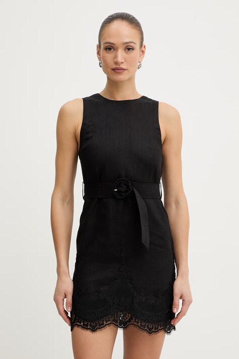 Twinset šaty ľanové čierne hladké 261TT2180