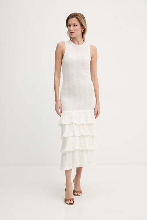 Twinset sukienka letnia bawełniana beżowa gładka 261TT3050