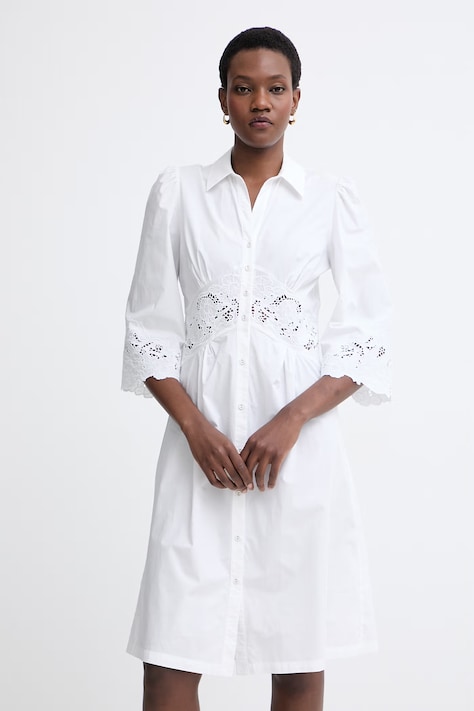 Twinset vestito camicia in cotone bianco liscio 261TT2034