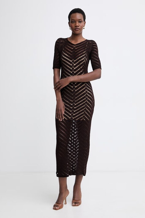 Twinset poletna obleka z viskozo rjava 261TT3100