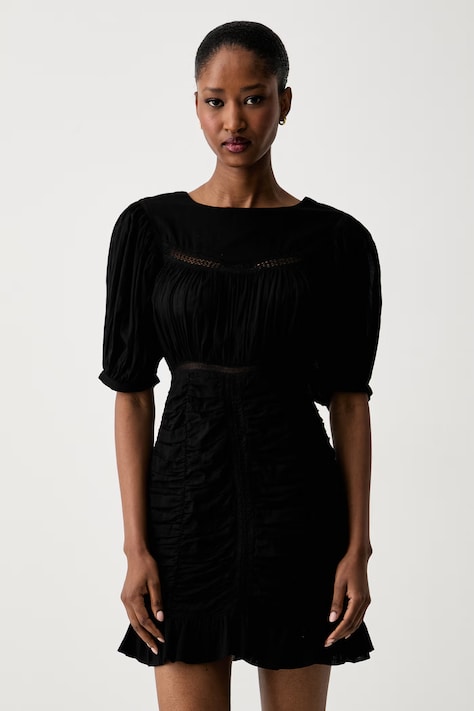 Twinset рокля драпирана от памук черна 261TT2330