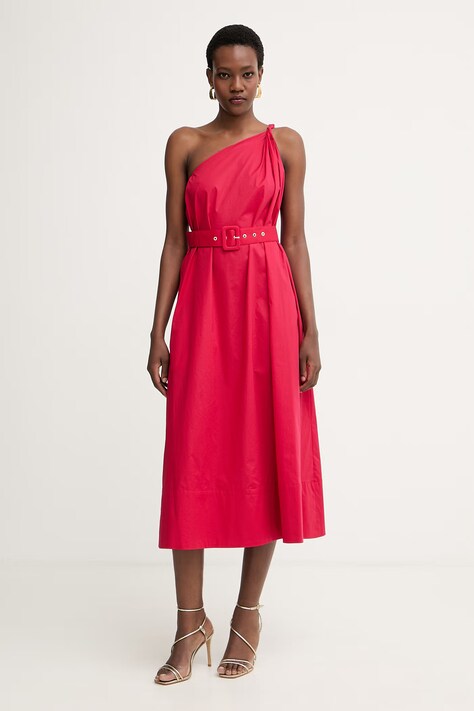 Twinset ljetna haljina od pamuka s elastanom crvena bez uzorka 261TT2023