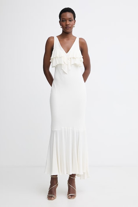 Twinset Літня сукня віскозна бежева однотонна 261TT2070