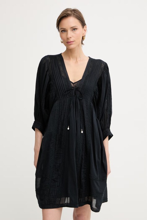 Twinset haljina A-kroja od pamuka crna 261LM2HEE