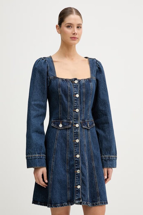 Gestuz sukienka jeansowa granatowa gładka 10911019