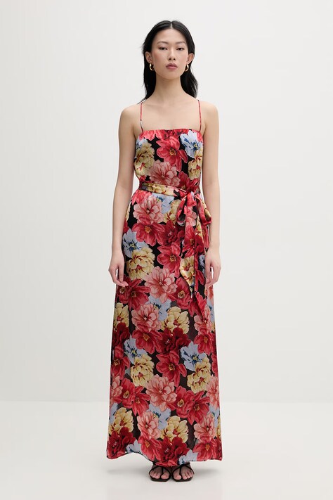 Gestuz sukienka z jedwabiem czerwona w kwiaty 10911030