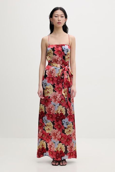 Gestuz sukienka z jedwabiem czerwona w kwiaty 10911030