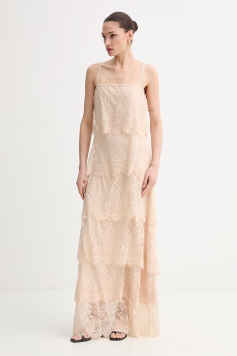 Aniye By Φόρεμα δαντέλα μπεζ απλό 185276