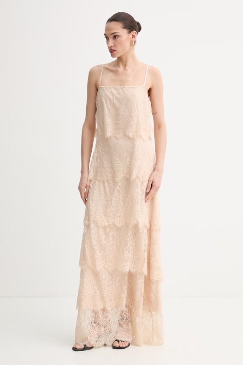 Aniye By Φόρεμα δαντέλα μπεζ απλό 185276