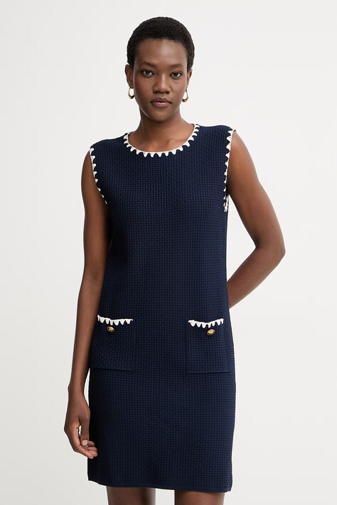 Luisa Spagnoli sukienka z wiskozą Corriera granatowa gładka 100330