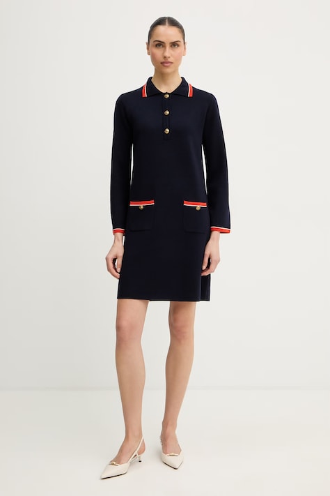 Luisa Spagnoli sukienka wełniana Mariolina kolor granatowy mini prosta 100305