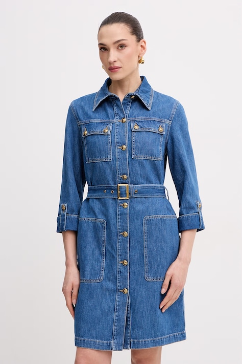 Luisa Spagnoli sukienka bawełniana Passetto niebieska gładka 542969