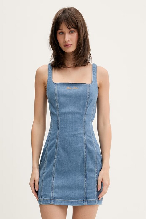 Guess Jeans haljina s lyocellom plava bez uzorka W6GK00 D7045