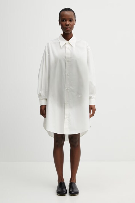 MM6 Maison Margiela Sukienka koszulowa bawełniana beżowa S52CT0797.M35256.101
