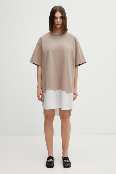 Šaty MM6 Maison Margiela béžová barva, mini, oversize, S52DA0079.M20050.115