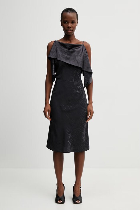 MM6 Maison Margiela sukienka asymetryczna czarna S52DD0082.M35737.002J