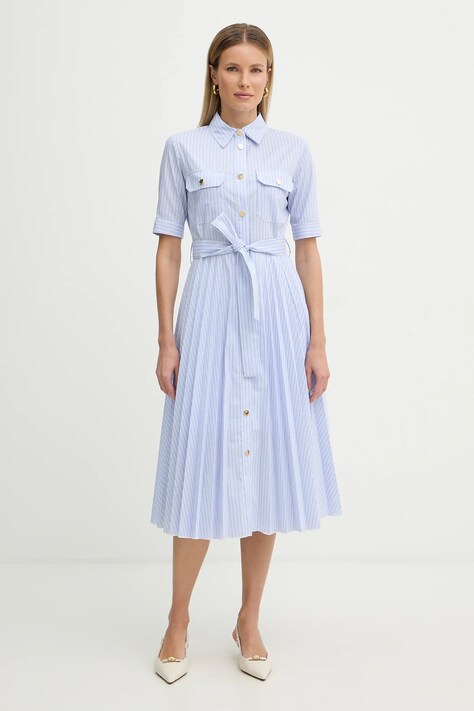 Fracomina sukienka kolor niebieski midi rozkloszowana FR26SD4003W697N8