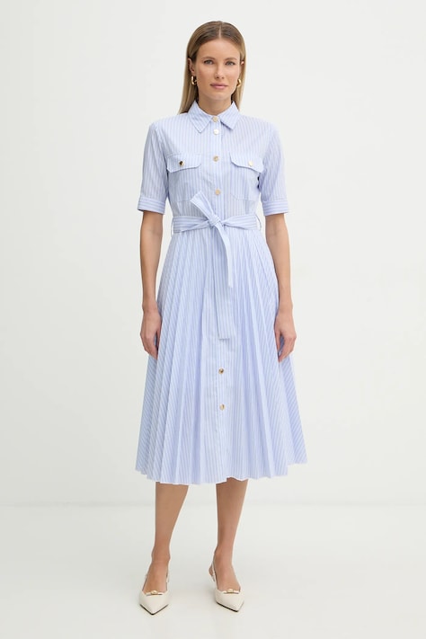 Fracomina sukienka kolor niebieski midi rozkloszowana FR26SD4003W697N8