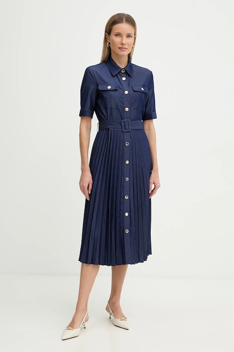 Fracomina sukienka kolor granatowy midi rozkloszowana FR26SD4003D470F9