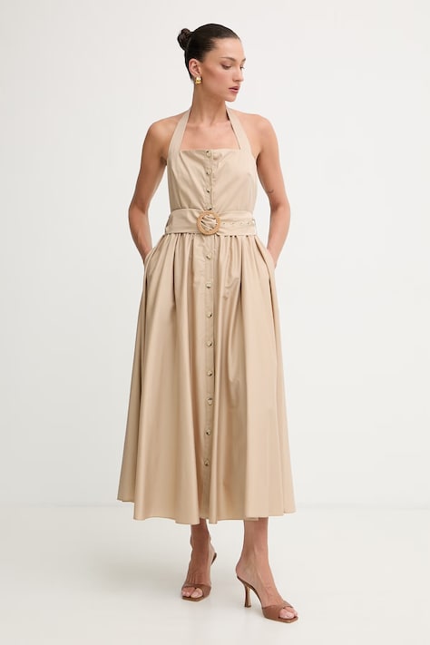 Fracomina sukienka beżowa gładka FS26SD2003W40001