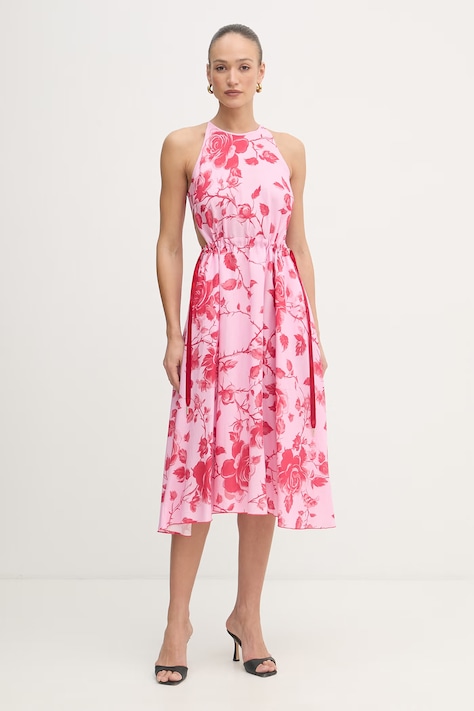 Fracomina vestito d'estate con lino rosa a fiori