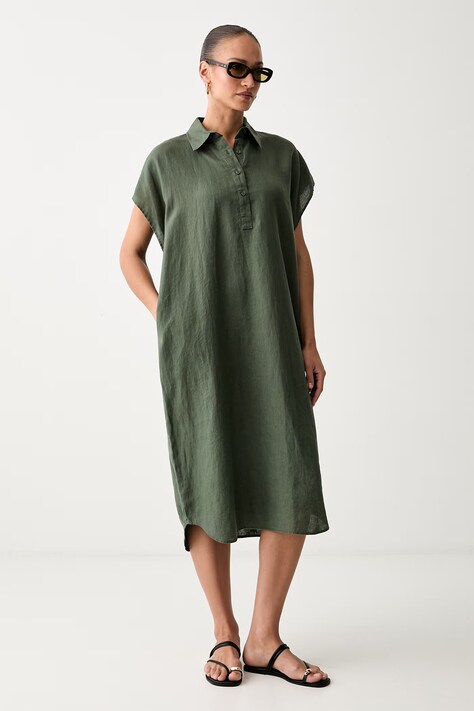 United Colors of Benetton літня сукня лляна — SS26-SUD11G, зелений — фото 2