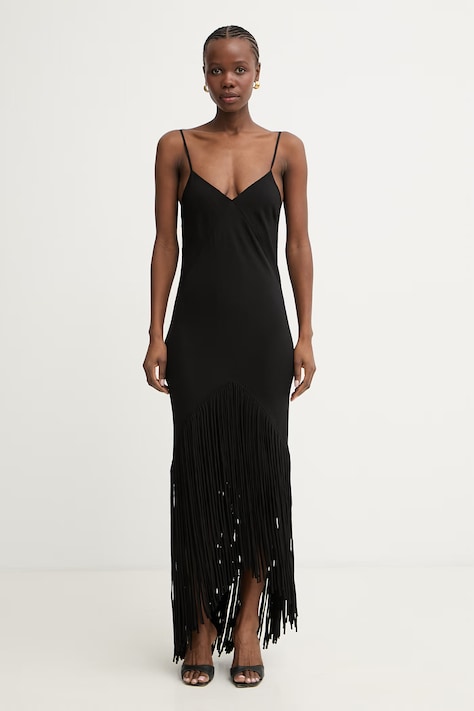 Pinko φόρεμα lingerie με βισκόζη μαύρο απλό 106825 A3AY