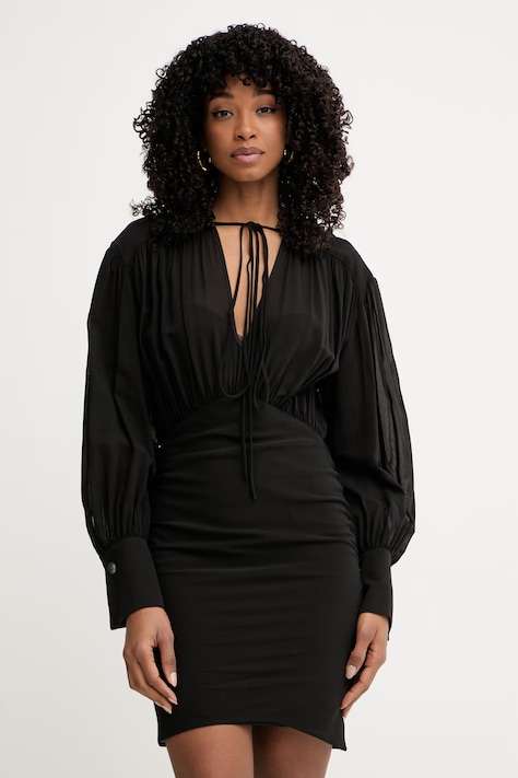 Pinko drapované šaty s viskózou černé hladké 106896 A3B2