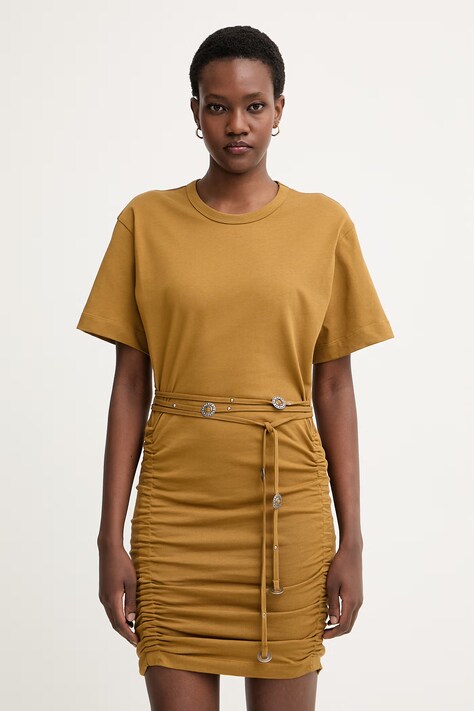 Pinko obleka bombažna rjava 106909 A3AR