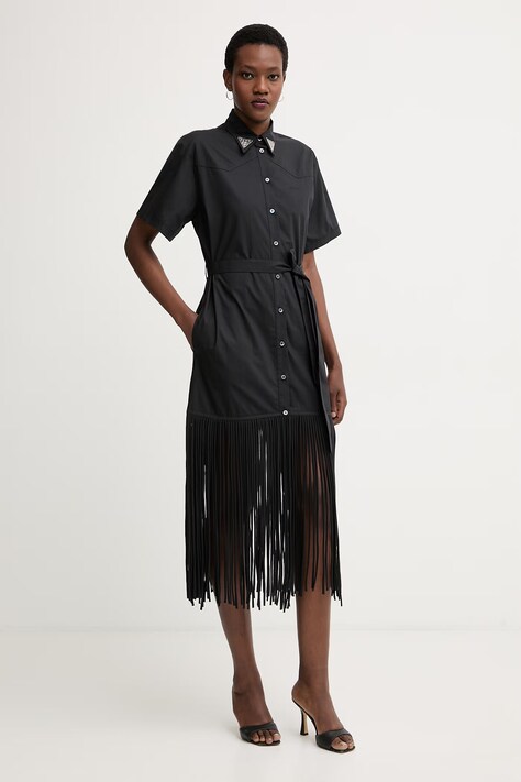 Pinko šaty bavlnené čierne hladké 106827 A2LD