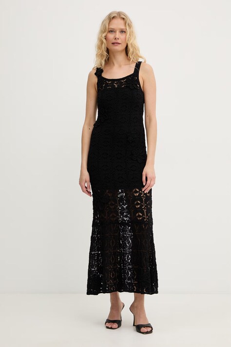 Pinko sukienka syrenka z bawełną czarna gładka 106862 A3B8