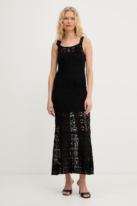 Pinko sukienka syrenka z bawełną czarna gładka 106862 A3B8