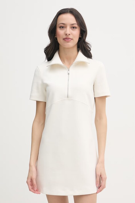 Calvin Klein Jeans sukienka z wiskozą beżowa gładka LV044F207G