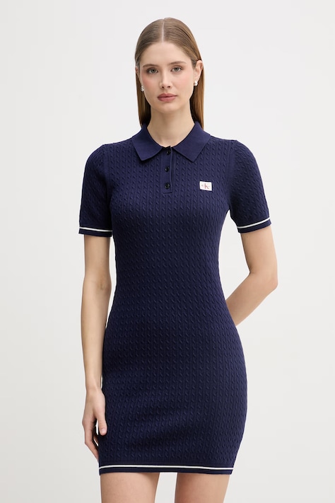 Calvin Klein Jeans sukienka sportowa bawełniana granatowa gładka LV047F323G