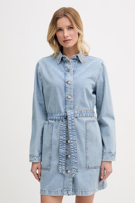 Calvin Klein Jeans φόρεμα ντένιμ μπλε απλό LV047F671G