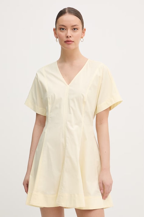 Calvin Klein Jeans šaty s rozšíreným strihom bavlnené s elastanom žlté LV047F003G