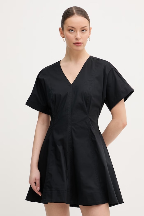 Calvin Klein Jeans šaty s rozšíreným strihom bavlnené s elastanom čierne hladké LV047F003G