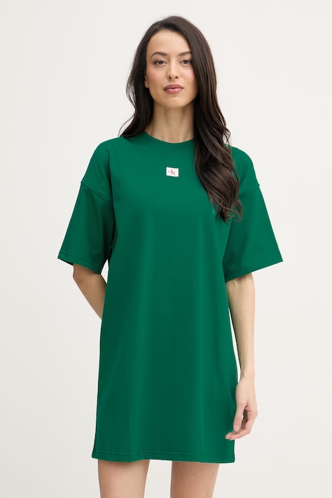 Calvin Klein Jeans рокля от памук зелена LV047F228G