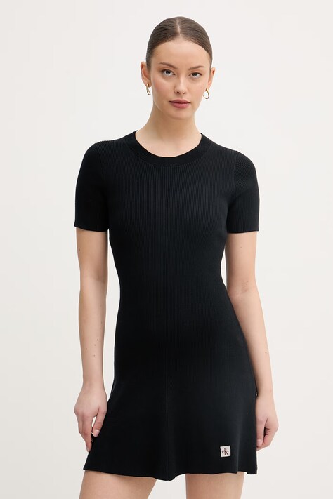 Calvin Klein Jeans šaty s bavlnou čierne hladké LV047F325G