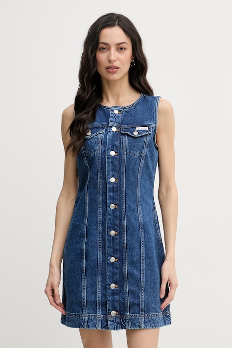 Calvin Klein Jeans obleka denim modra enobarvna LV047F761G