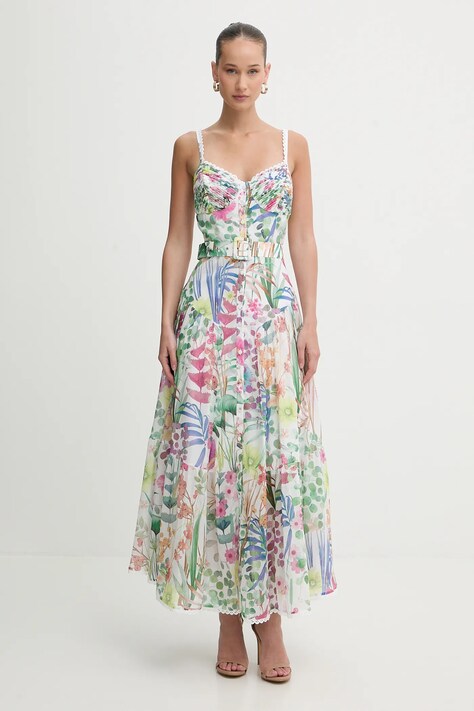 Charo Ruiz Ibiza sukienka Cael kolor biały maxi rozkloszowana 262611