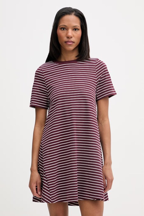 Marc O'Polo sukienka bawełniana bordowa w paski 5000008227